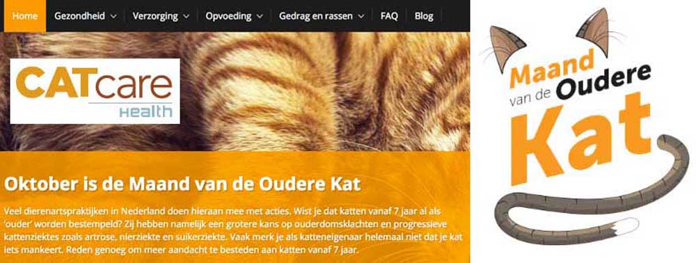 De website Cat Care geeft veel informatie over senior problemen bij katten